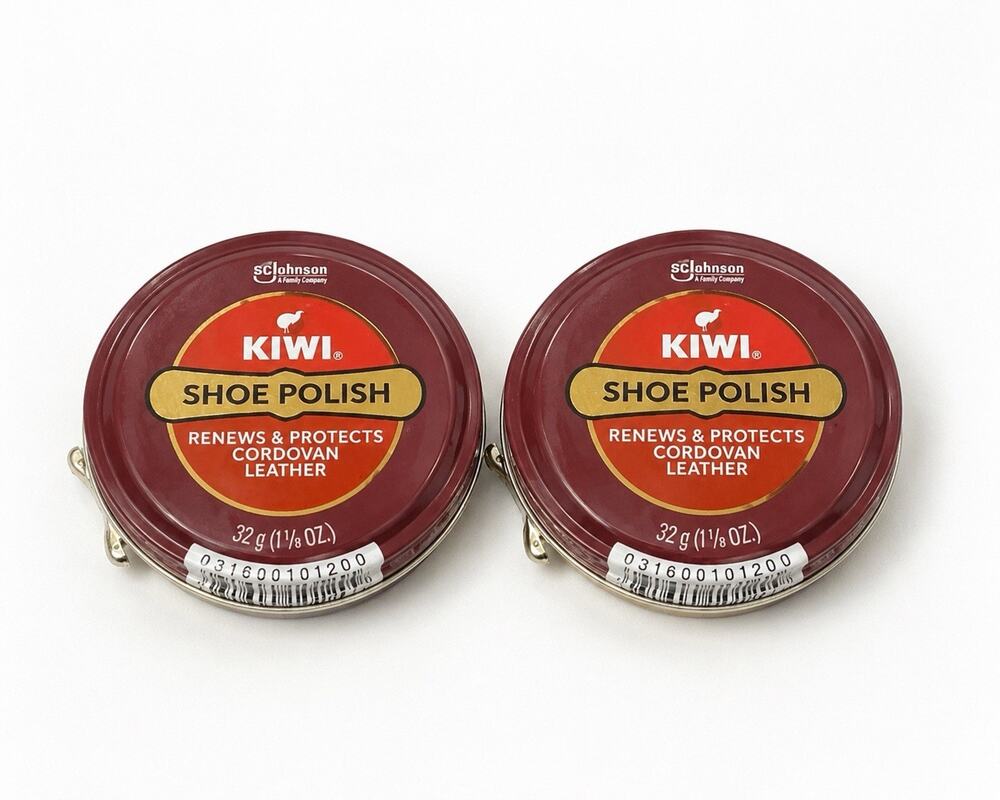 2 Pack KIWI Cordovan Shoe Polish 1-1/8 oz 32g Burgundy Leather Shine Wax